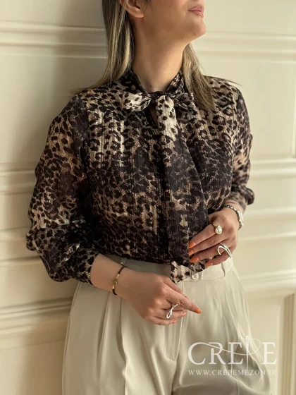 شومیز حریر شاین پلنگی کرواتی