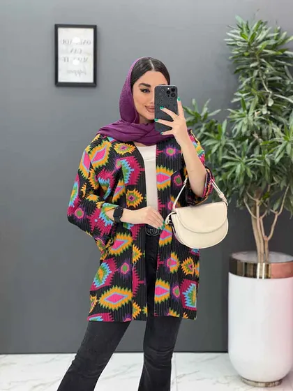 مانتو نخی طرح دار کوک دوزی