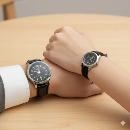 ست ساعت کلاسیک WALR – موتور اتوماتیک/کوارتز، صفحه مشکی و بند چرم کروکدیل