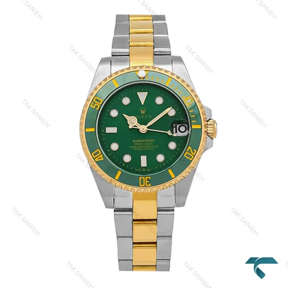 ساعت زنانه رولکس ساب مارینر دورنگ طلایی صفحه سبز Rolex-7061-L