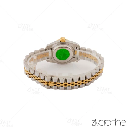 ساعت رولکس دیت جاست زنانه دورنگ طلایی صفحه طوسی 105046