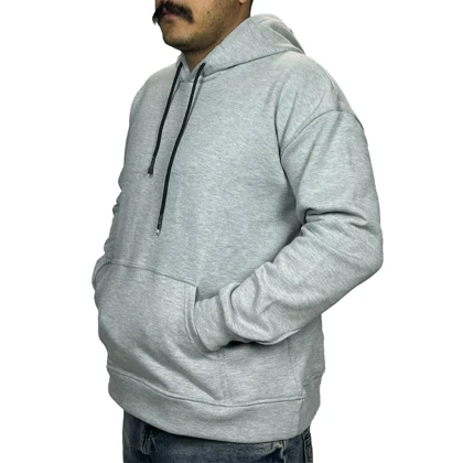 هودی باکسی طوسی ملانژ مدل ساده (بیسیک)