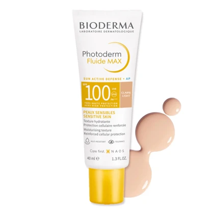 فلوئید ضد آفتاب رنگی بایودرما مدل Phoroderm Fluide Max رنگ Light حجم 40ml