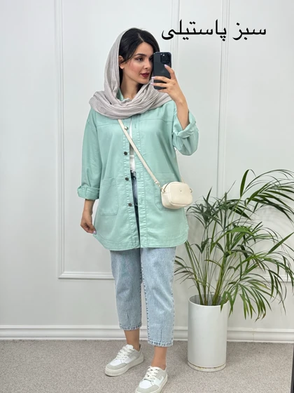 مانتو کتان جیب پایین