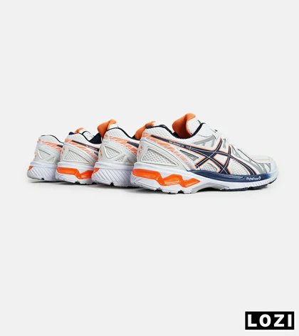 کفش کتانی بزرگ پا سفید طوسی نارنجی ASICS KAYANO 20
