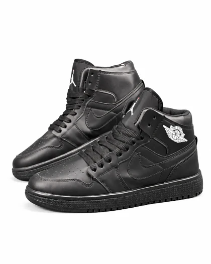 کفش کتانی مردانه مدل جردن وان ساق‌دار مشکی تمام Nike jordan1