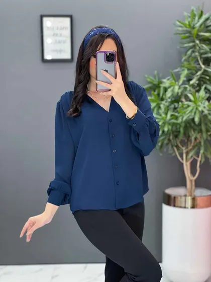 شومیز حریر یقه هفت