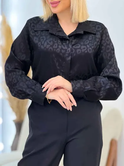 شومیز ساتن طرح پلنگی