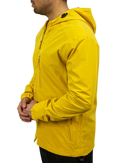 سویشرت مردانه بادگیر ضد باران ساده رنگ زرد کد 34556