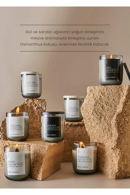 شمع موم سویا Bella Maison مدل Osmanthus - ذغالی