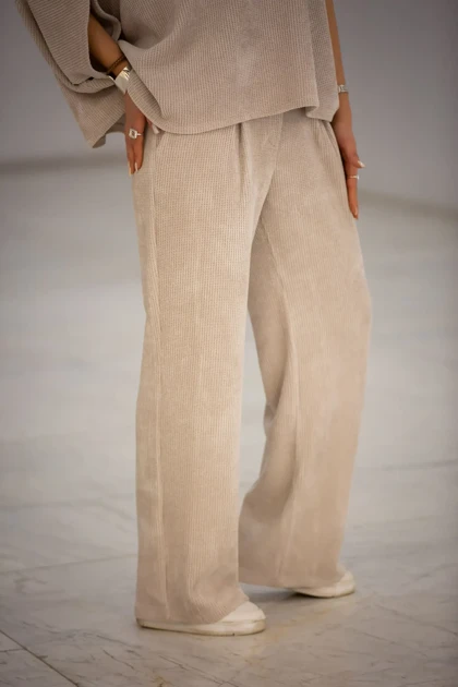 شلوار بگ زنانه بیسکوئیتی دو پیلی