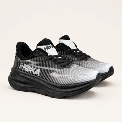 کتانی هوکا زنانه رنگ مشکی سفید /کد 163