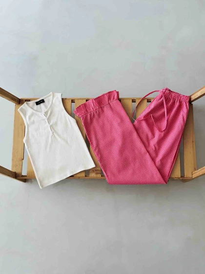 ست لباس راحتی پیژامه و تاپ زنانه