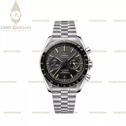 ساعت مچی امگا اسپیدمستر بند سیلور صفحه مشکی Omega Speadmaster SuperRacing
