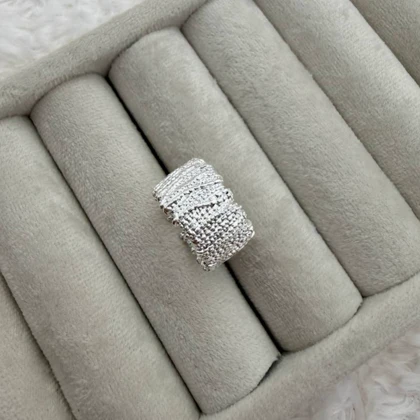 انگشتر پهن بافت دار براق در دو رنگ