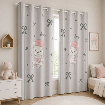 پرده کودک خرسی W6425