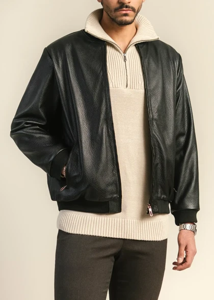 کاپشن چرم مردانه مدل وسپر فلوتر