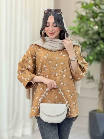 شومیز طرح گل آستین پاگن