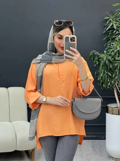 مانتو جلو بسته دکمه مخفی 4965