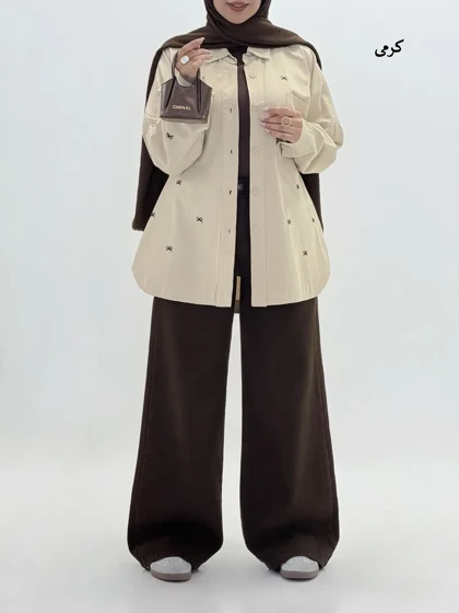 4295-مانتو کتان پاپیونی