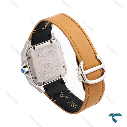 ساعت کارتیر Santos De Cartier زنانه بند چرمی عسلی Cartier-6305-G