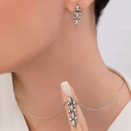 نیمست نگین‌دار لوکس ژوپینگ طرح رولکس رنگ سفید