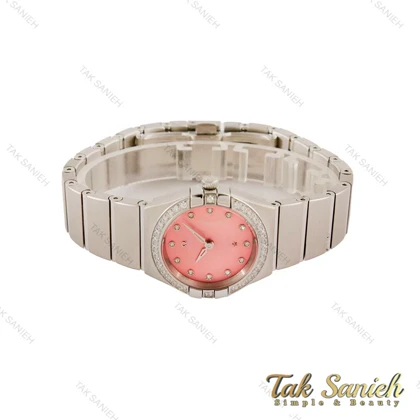 ساعت امگا کانسلیشن زنانه نقره ای صفحه صورتی دورنگین Omega-5464-L
