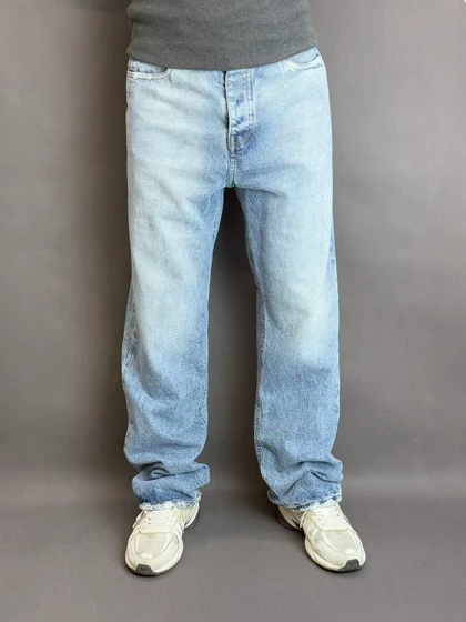 شلوار نیم بگ مردانه آبی سنگشور LEVIS ساده 19