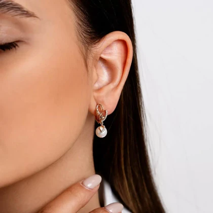 گوشواره حلقه‌ای مروارید، برند ژوپینگ ، کیفیت عالی