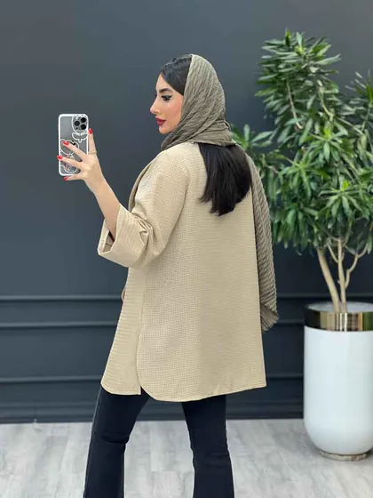 مانتو حصیری آستین برش‌دار