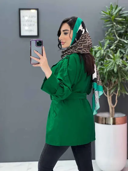 مانتو لینن شش دکمه کمربندی