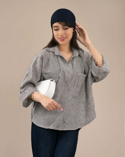 شومیز لینن زارا طوسی کد 29899