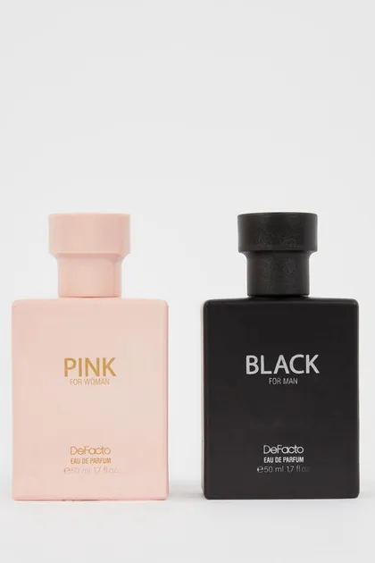 عطر مردانه مشکی 50 میلی لیتری عطر زنانه صورتی 50 میلی لیتری ست 2 گیفت X9643AZNS