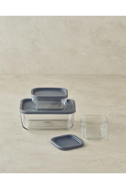ظرف نگهداری شیشه‌ای English Home مدل Fresh Safe - طوسی