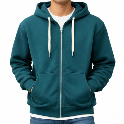 سویشرت اسپرت با کلاه، سبز سه نخ تو کرکی استایل شیک و مینیمال 5003