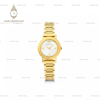 ساعت مچی ورساچه دورحکاکی بند طلایی صفحه سفید Versace