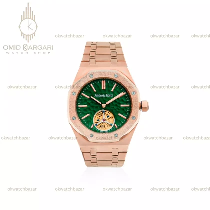 ساعت مچی اودمار پیگه اوپن هارت قاب شنی رزگلد صفحه سبز Audemars Piguet