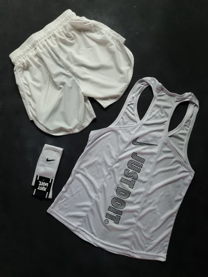 ست رکابی و شلوارک نایکی با تم سفید + جوراب