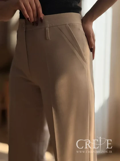 شلوار کرپ دوبل فلرکمردار قد 106