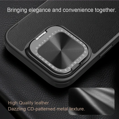قاب محافظ چرمی گوشی آیفون 16 نیلکین Qin Prop Leather