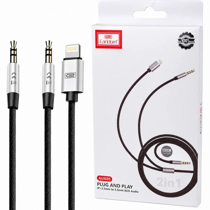 کابل صدای AUX و لایتنینگ ارلدام مدل ET-AUX05 طول 1.2 متر