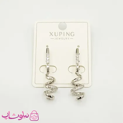 گوشواره زنانه ژوپینگ مدل مارپیچ نقره ای