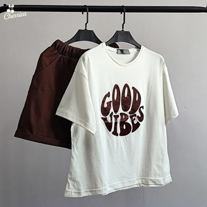 ست تیشرت و شورتک good vibes کد 127