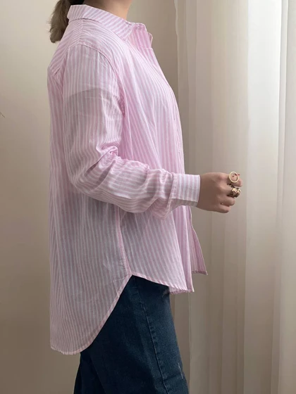 شومیز مانتویی راه راه نخی کد 2101