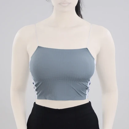 نیم‌تنه کاپ‌دار لیزری ورزشی زنانه مدل 5B0194 آبی نفتی