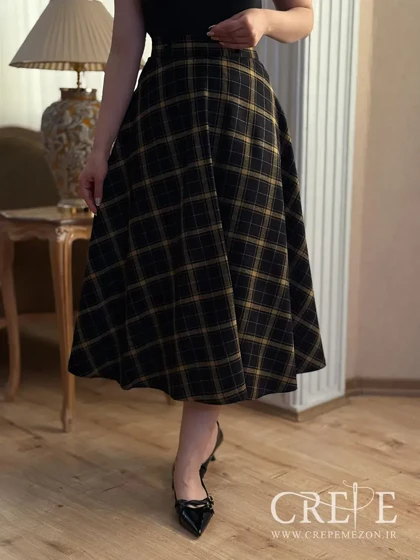 دامن کلوش کشمیر چهارخونه قد 87