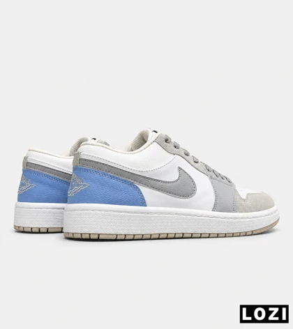 کتانی نایک Air Jordan 1 سفید طوسی آبی مدل 9706 استایل خاص و خیابانی