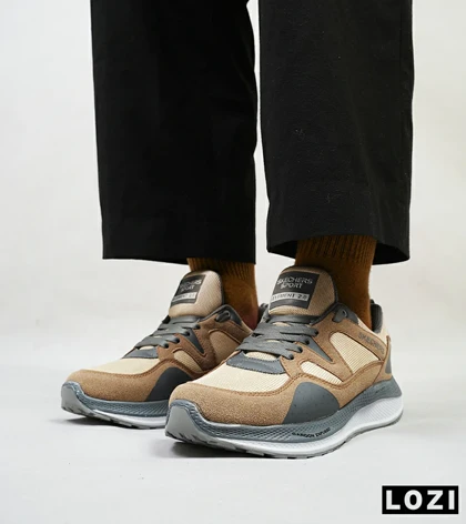 کفش کتانی طبی زنانه و مردانه قهوه ای کرم فیلی SKECHERS archfit v02 مدل 4717