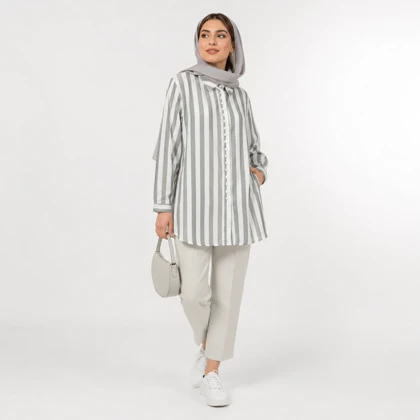 مانتو زنانه اسپرت راه راه کد 113