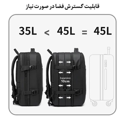 کیف مسافرتی 45L کوله پشتی لپ تاپ 17 اینچی اورجینال بنج BANGE 1908D